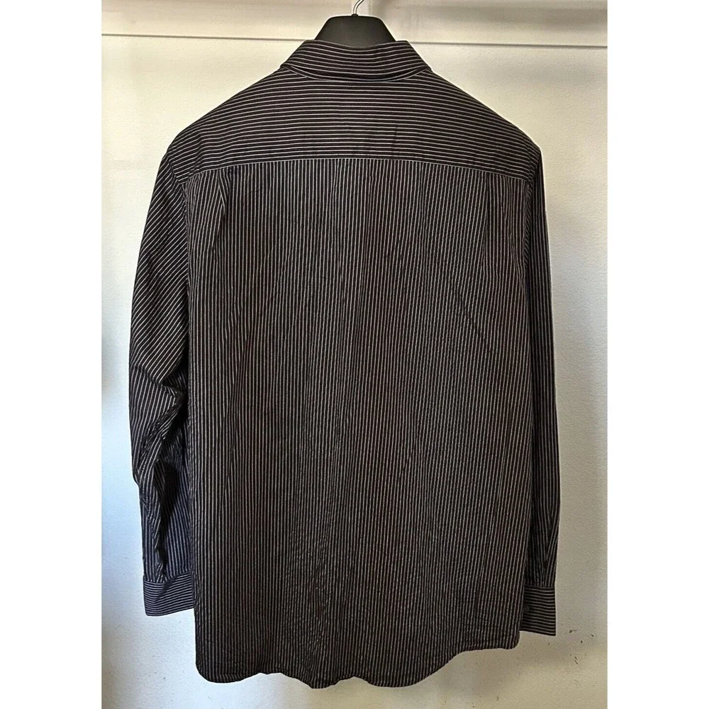 Banana Republic Mens Shirt XL-Large 17-17 1/2 Striped Brown Button Down